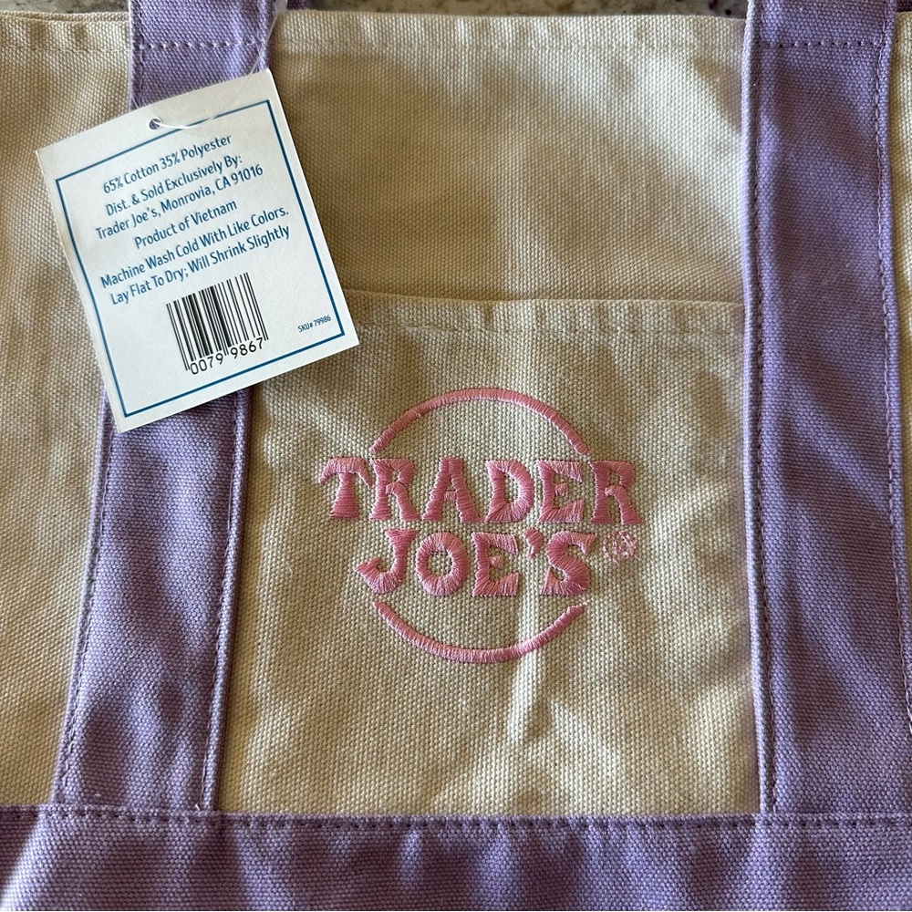 Small Trader Joe’s Lavender 2026 Spring Canvas Tote Bag - Picture 4 of 4